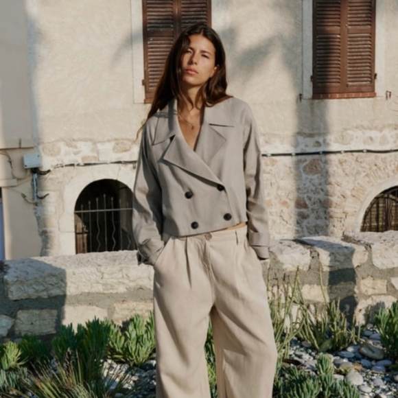 Zara CROPPED LINEN BLEND TRENCH - Picture 1 of 10